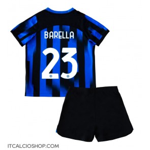 Inter Milan Nicolo Barella #23 Prima Maglia Bambino 2023-24 Manica Corta (+ Pantaloni corti)